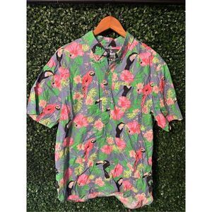 Chubbies The Nutter Toucan Parrot Novelty Cotton Tropical Shirt Men’s Size Large